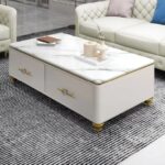 Marble Pattern Wooden Tabletop with Storage