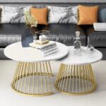 Modern Round Table (Gold & White)