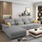 Modern L-Shape Grey Sectional Sofa with Chaise Lounge