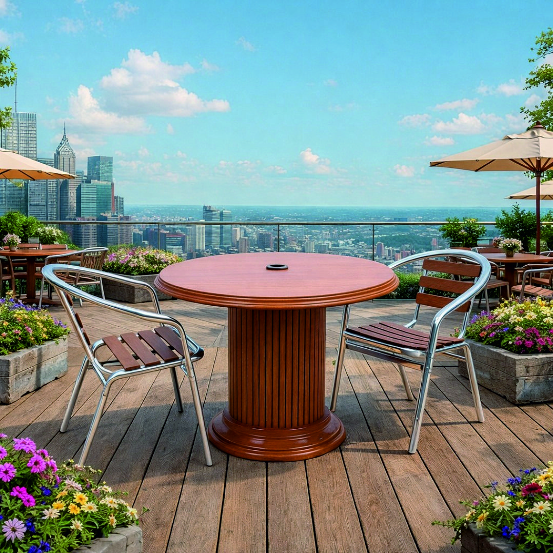 Rooftop Café Table & Chair Set with City View