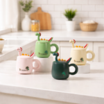 Cute Dinosaur Ceramic Mug with Lid