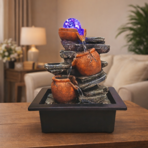 Crystal Cascade LED Water Fountain – Decorative Indoor Showpiece