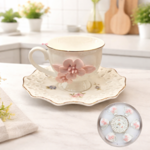 Floral Blush Porcelain Tea Cup & Saucer Set