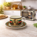 Luxury Stripe Porcelain Tea Cup & Saucer Gift Set