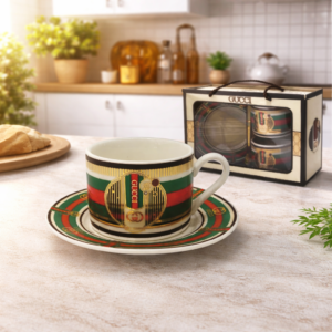 Luxury Stripe Porcelain Tea Cup & Saucer Gift Set