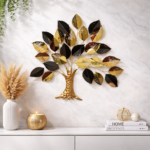 Luxury Metal Tree Wall Art – Golden & Black Leaf Design