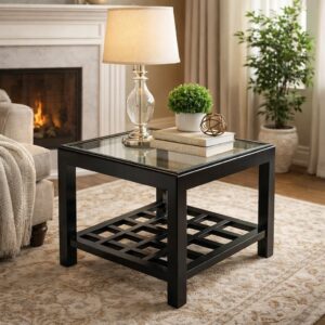 Aurora Glass Top Side Table