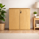 Modern Wooden 2-Door Storage Cabinet with Lock
