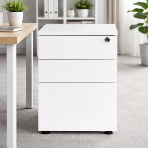 Minimalist White 3-Drawer Office Pedestal Cabinet