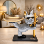 Golden Butler Bulldog Decorative Tray Sculpture