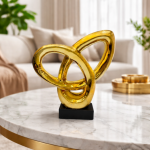 Golden Infinity Knot Art Sculpture