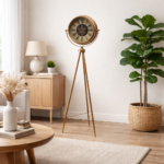 Luxury Vintage Tripod-Mounted Metal Clock