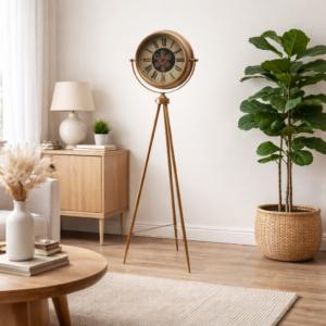 Luxury Vintage Tripod-Mounted Metal Clock