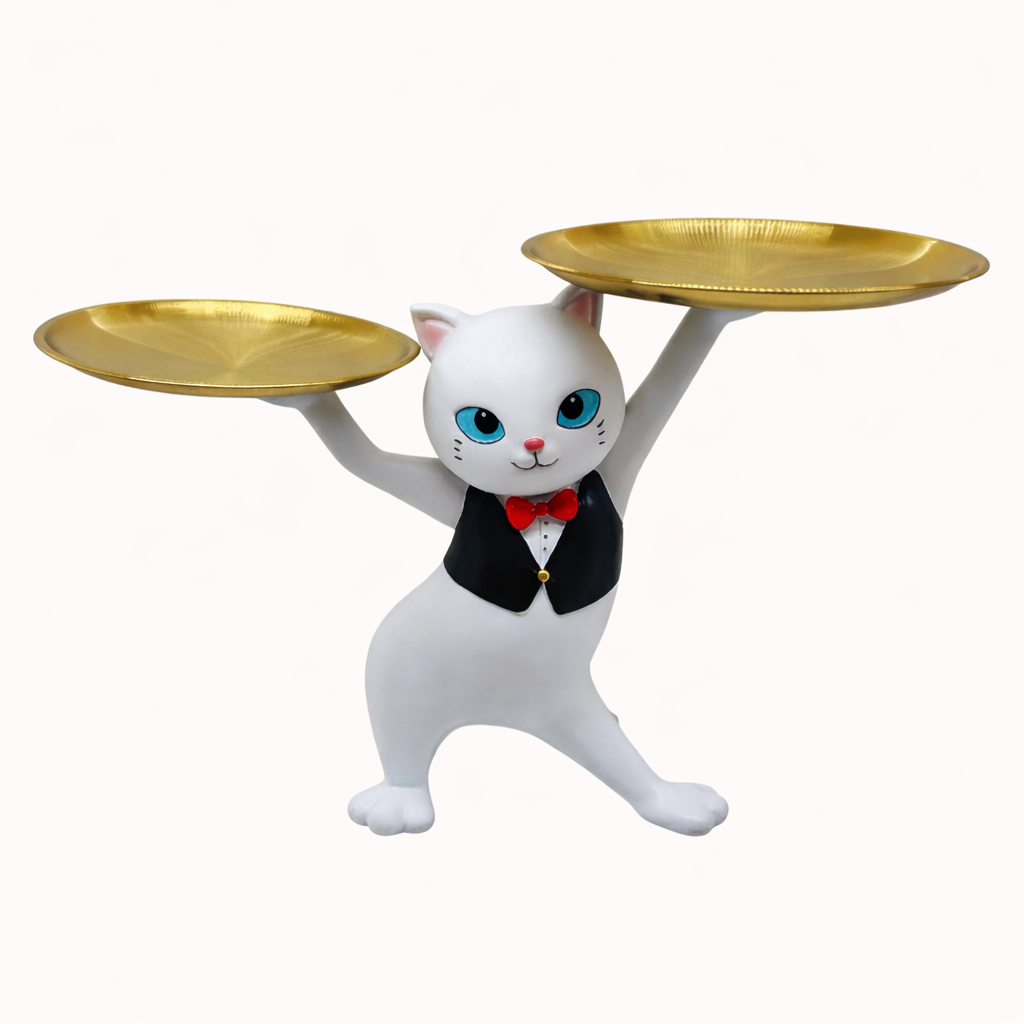 Modern Cat Figurine Organizer Cosmetic Cookie Candy Dish Jewelry Tray Statue 2 – Copy
