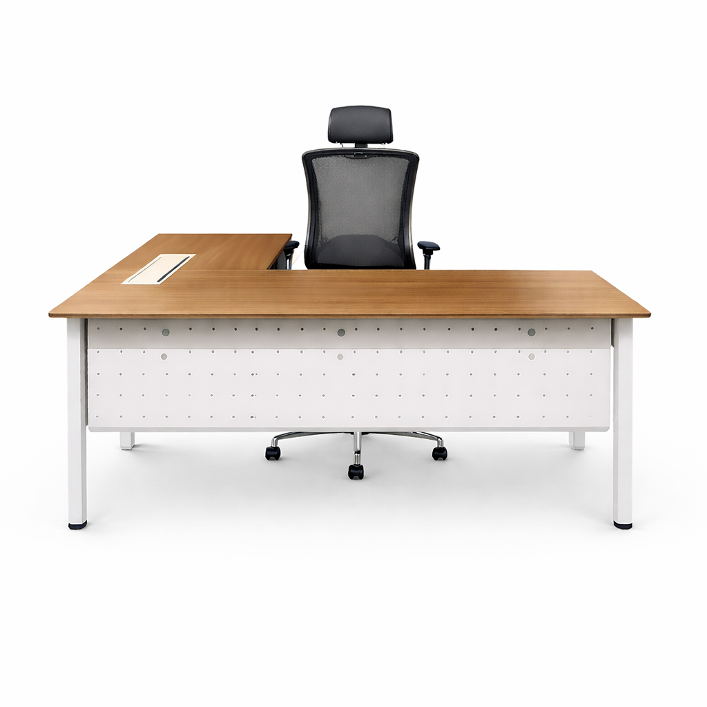 Modern L-shaped office desk design