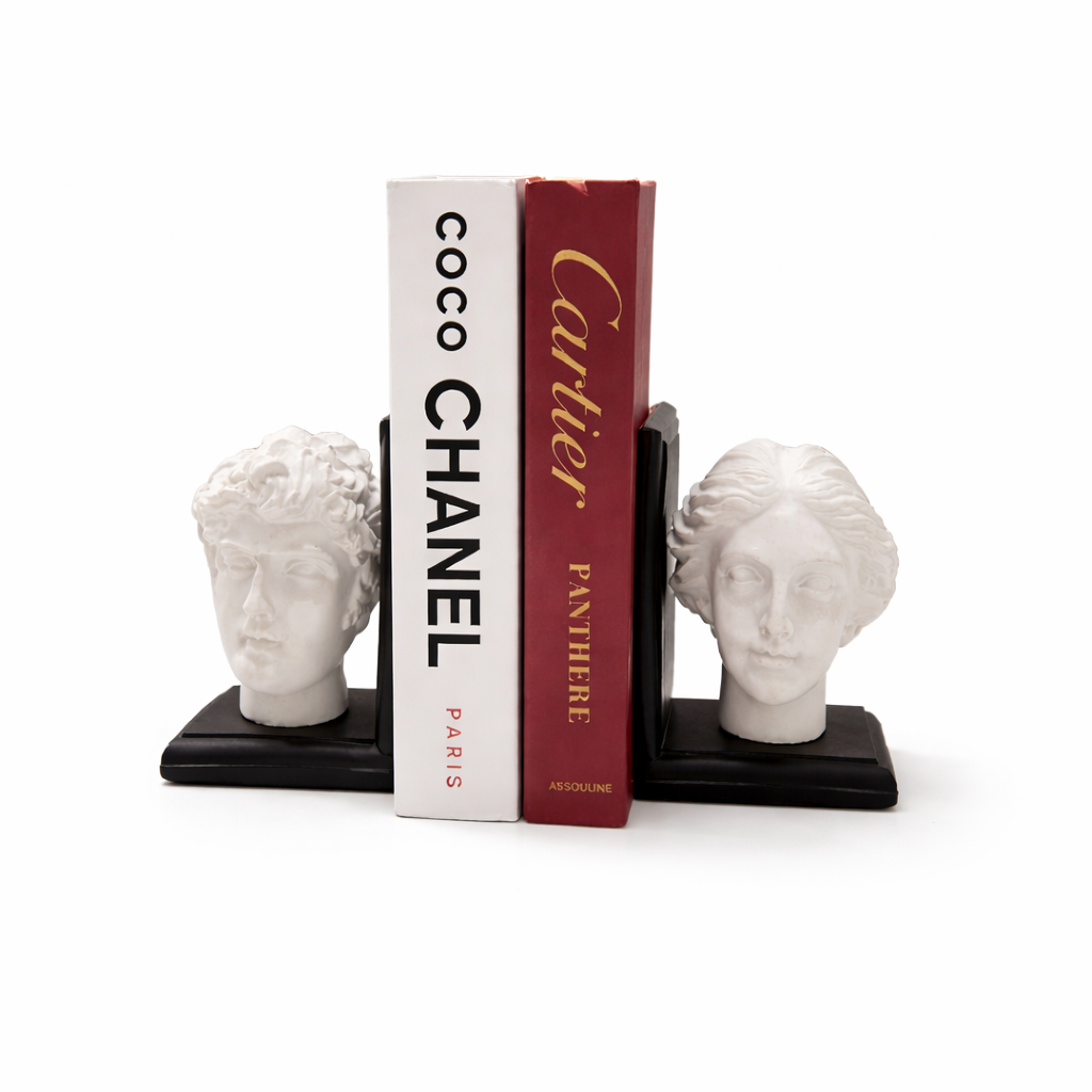 Shelves Decorative Resin Character Statue Book Ends – White and Black Statues 2