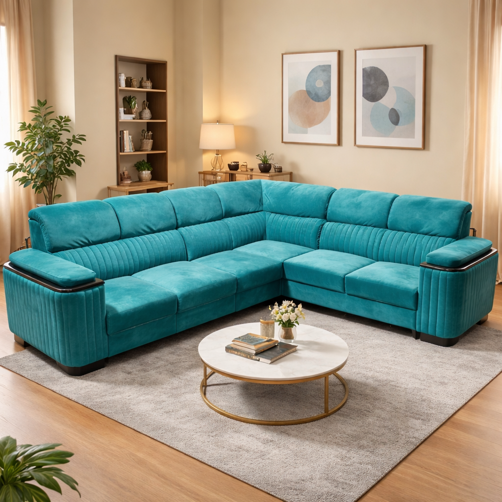 Velvet L-Type Sofa 2